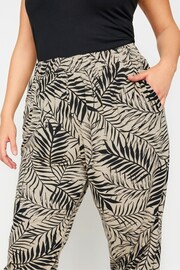 Yours Curve Beige Brown Leaf Print Cropped Harem Trousers - Image 4 of 5