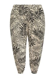 Yours Curve Beige Brown Leaf Print Cropped Harem Trousers - Image 5 of 5