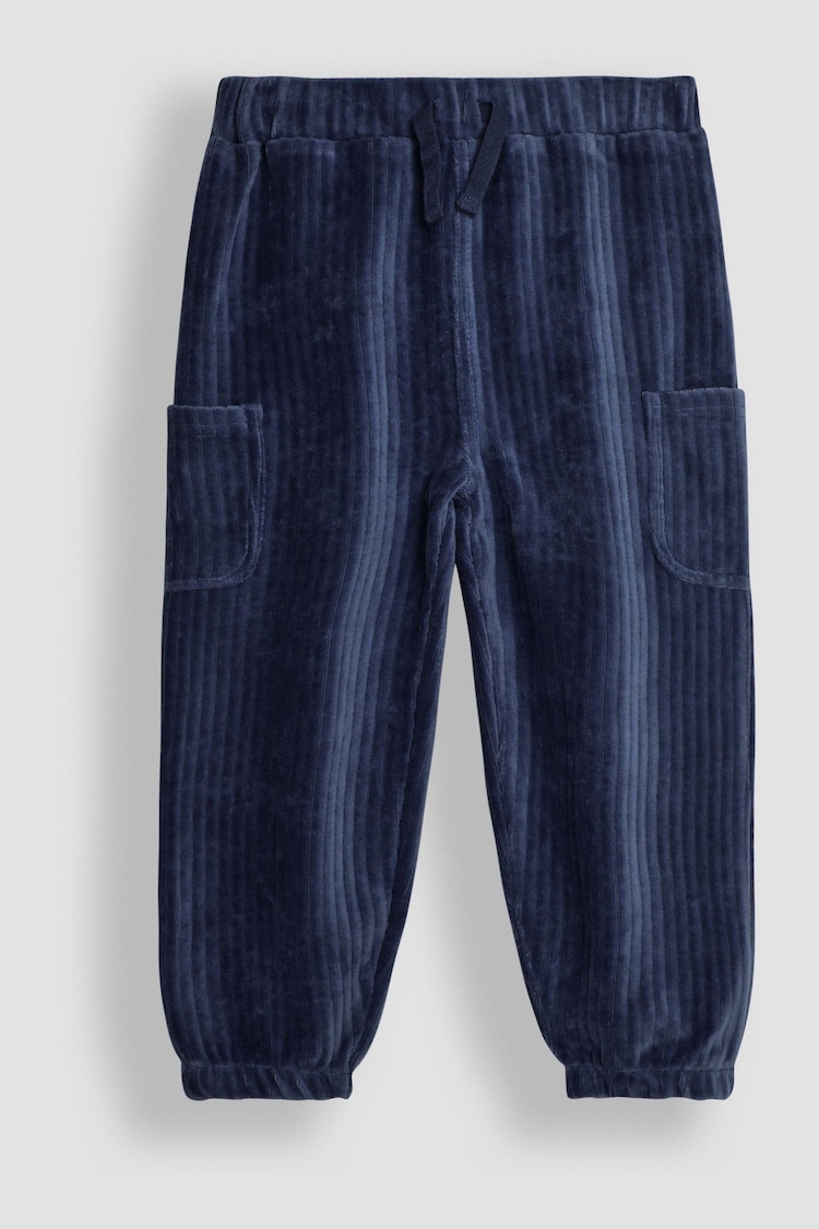 JoJo Maman Bébé Navy Blue & Denim Blue 2-Pack Velour Pocket Joggers - Image 2 of 7