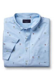 Charles Tyrwhitt Blue Slim Fit Non Iron Short Sleeve Cocktail Print Shirt - Image 3 of 5