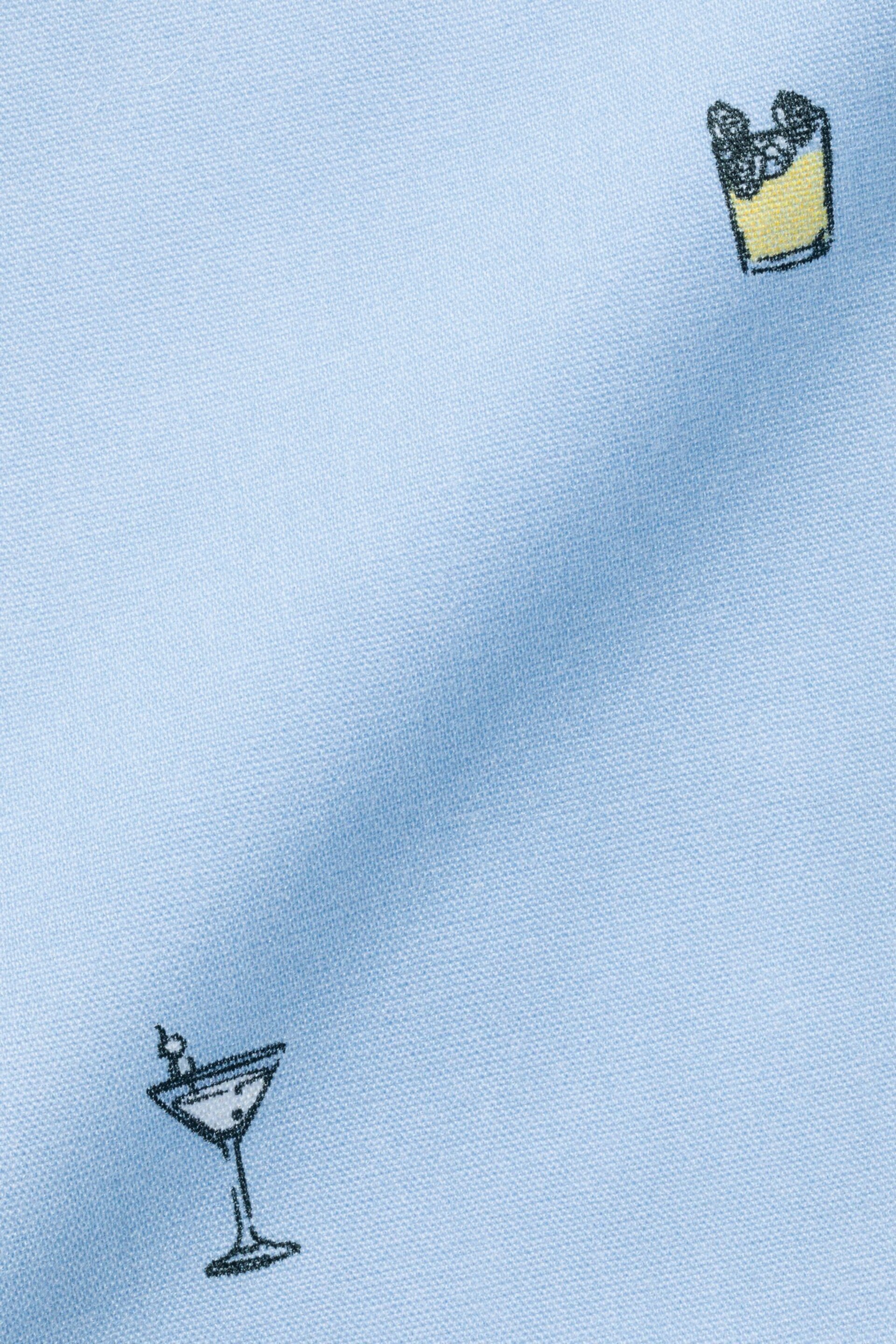 Charles Tyrwhitt Blue Slim Fit Non Iron Short Sleeve Cocktail Print Shirt - Image 5 of 5