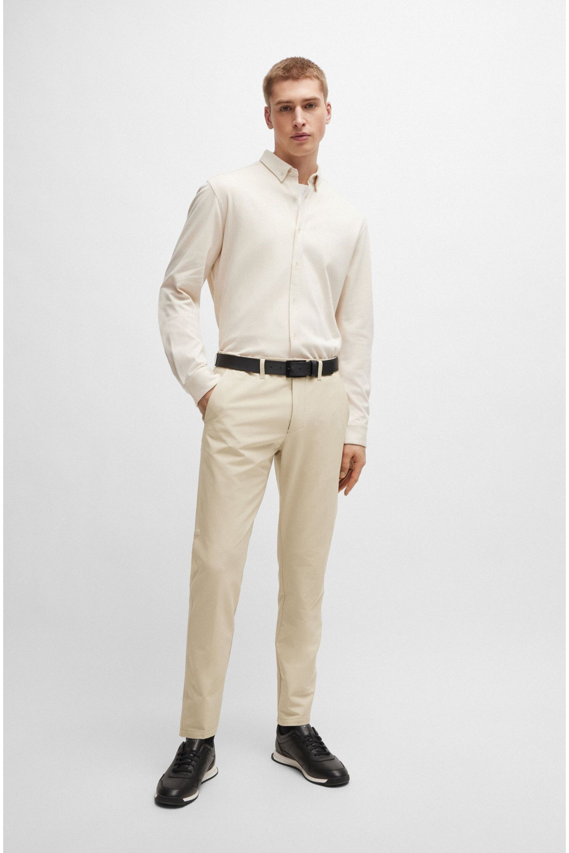 BOSS Cream Slim Fit Stretch Cotton Chino Trousers - Image 1 of 5