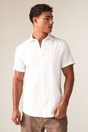 JACK & JONES White Linen Blend Short Sleeve Shirt - Image 1 of 10