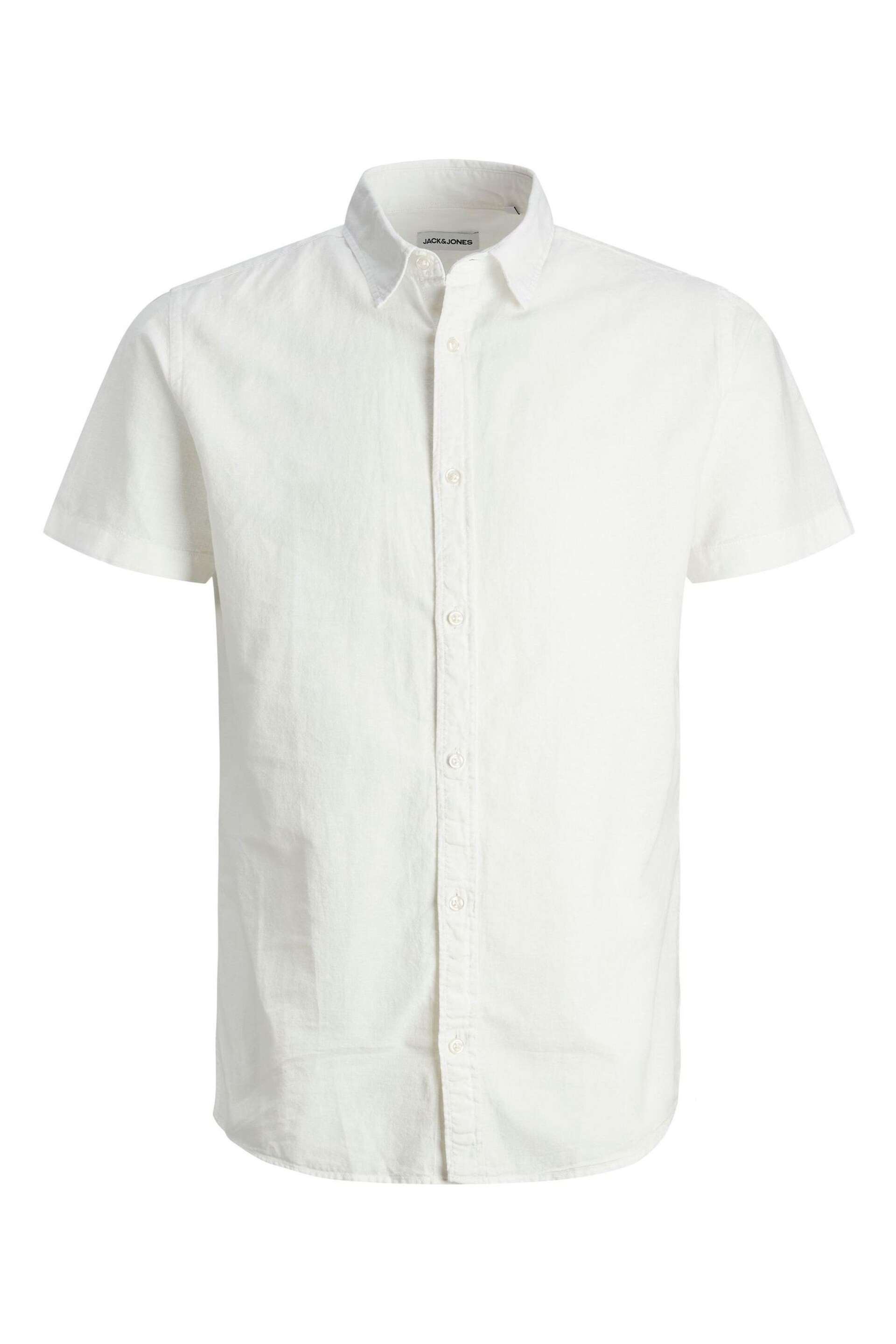 JACK & JONES White Linen Blend Short Sleeve Shirt - Image 10 of 10