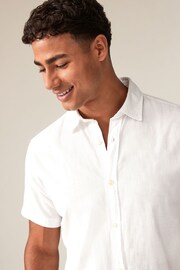 JACK & JONES White Linen Blend Short Sleeve Shirt - Image 3 of 10