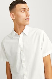 JACK & JONES White Linen Blend Short Sleeve Shirt - Image 7 of 10