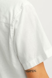 JACK & JONES White Linen Blend Short Sleeve Shirt - Image 9 of 10