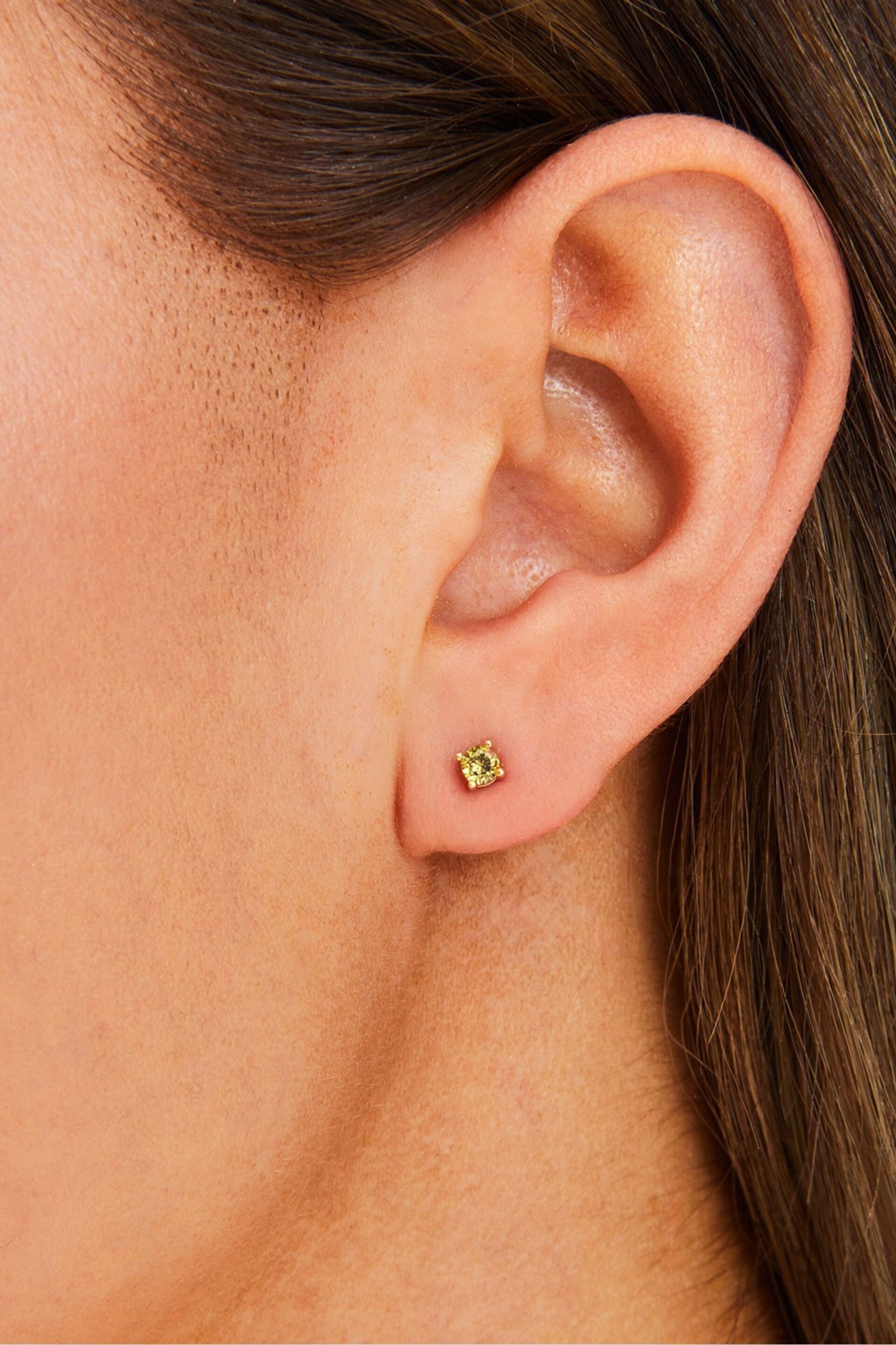 Accessorize Green 14ct Gold Plated Stud Earrings 3 Pack - Image 3 of 3