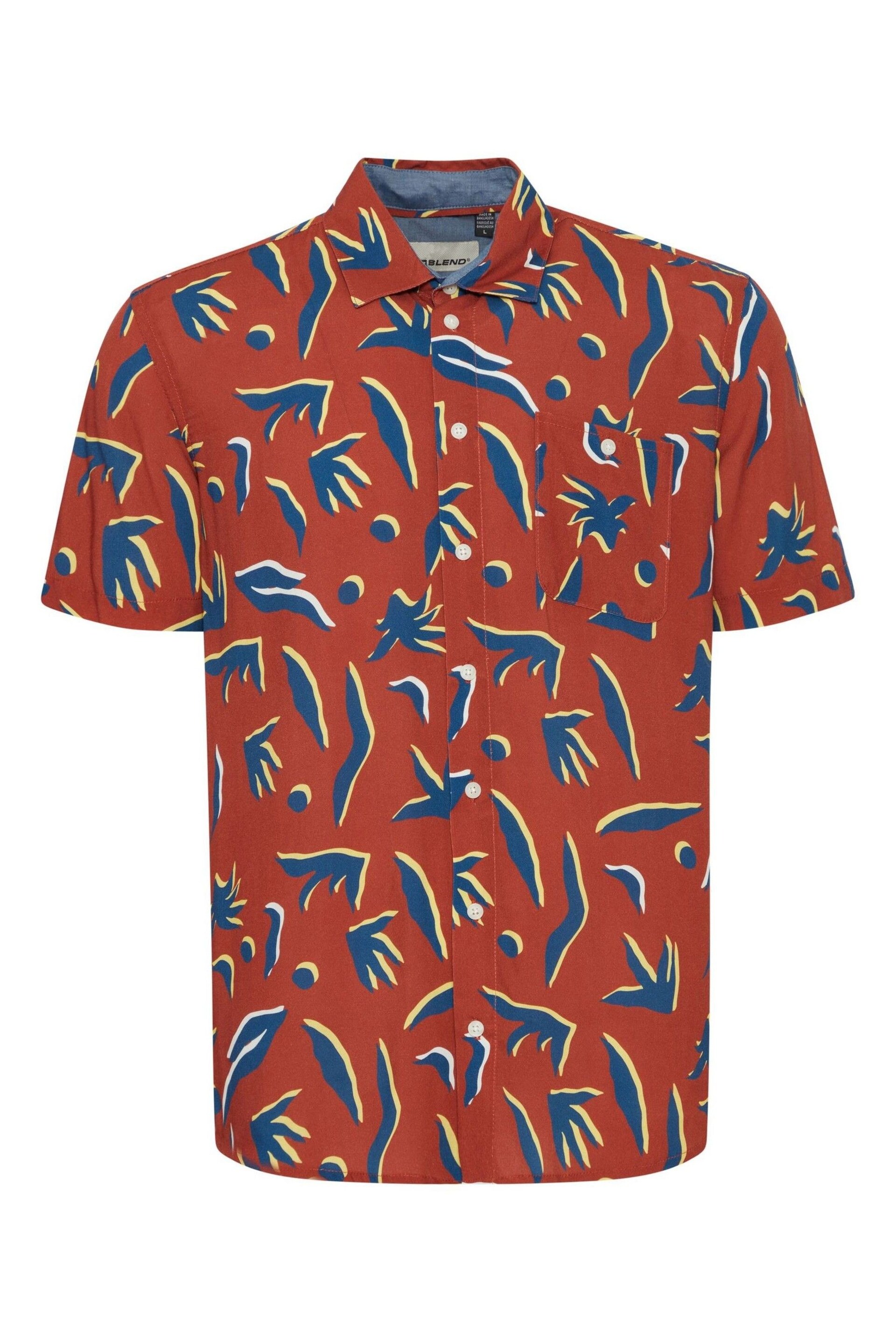 Blend Brown Printed Short Sleeve Shirt - Image 5 of 5