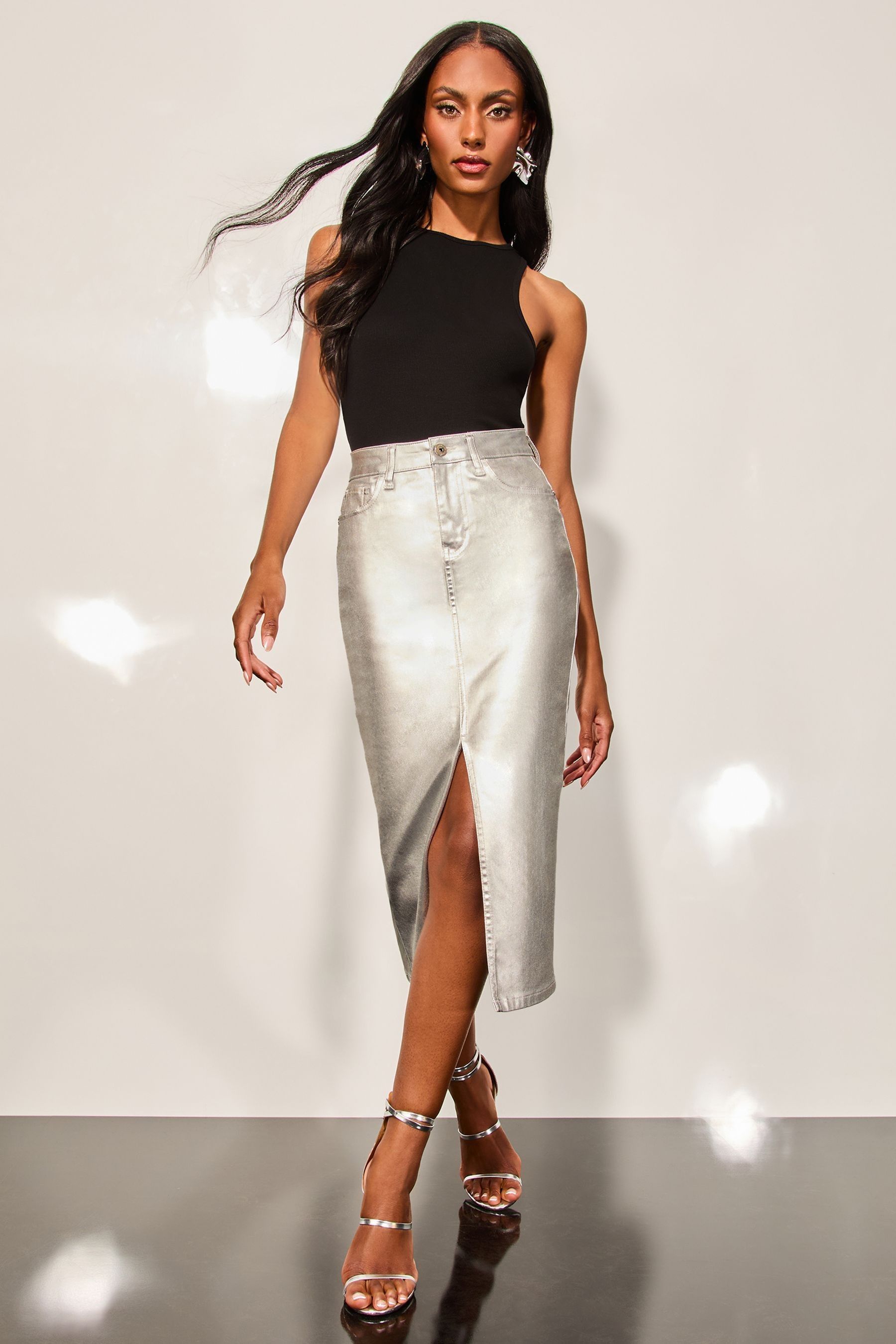 Denim midi skirt petite shop