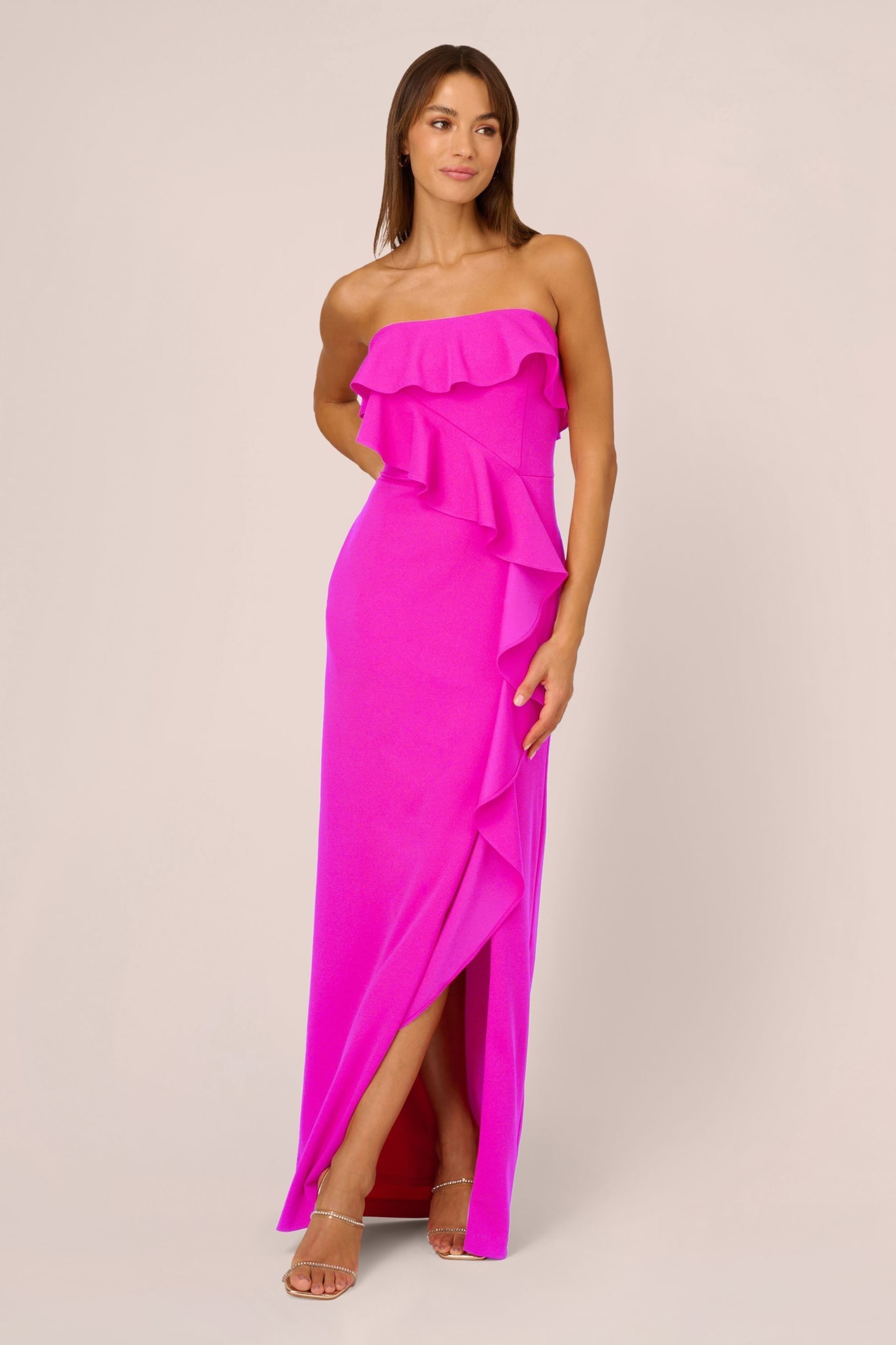 Adrianna Papell Pink Stretch Crepe Column Gown - Image 1 of 6