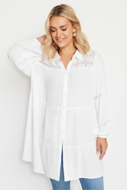 Yours Curve White Boho Long Sleeve Tiered Shirt - Image 2 of 5