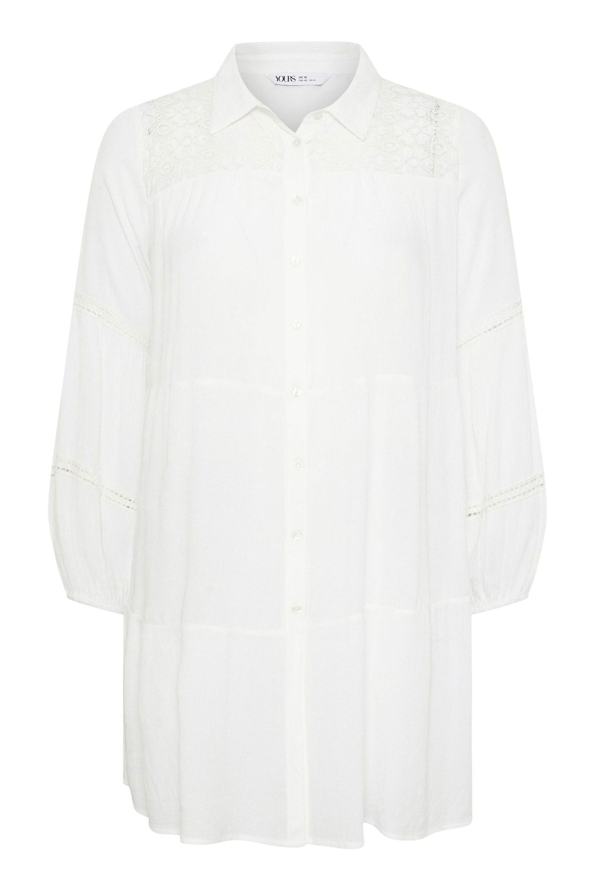 Yours Curve White Boho Long Sleeve Tiered Shirt - Image 5 of 6