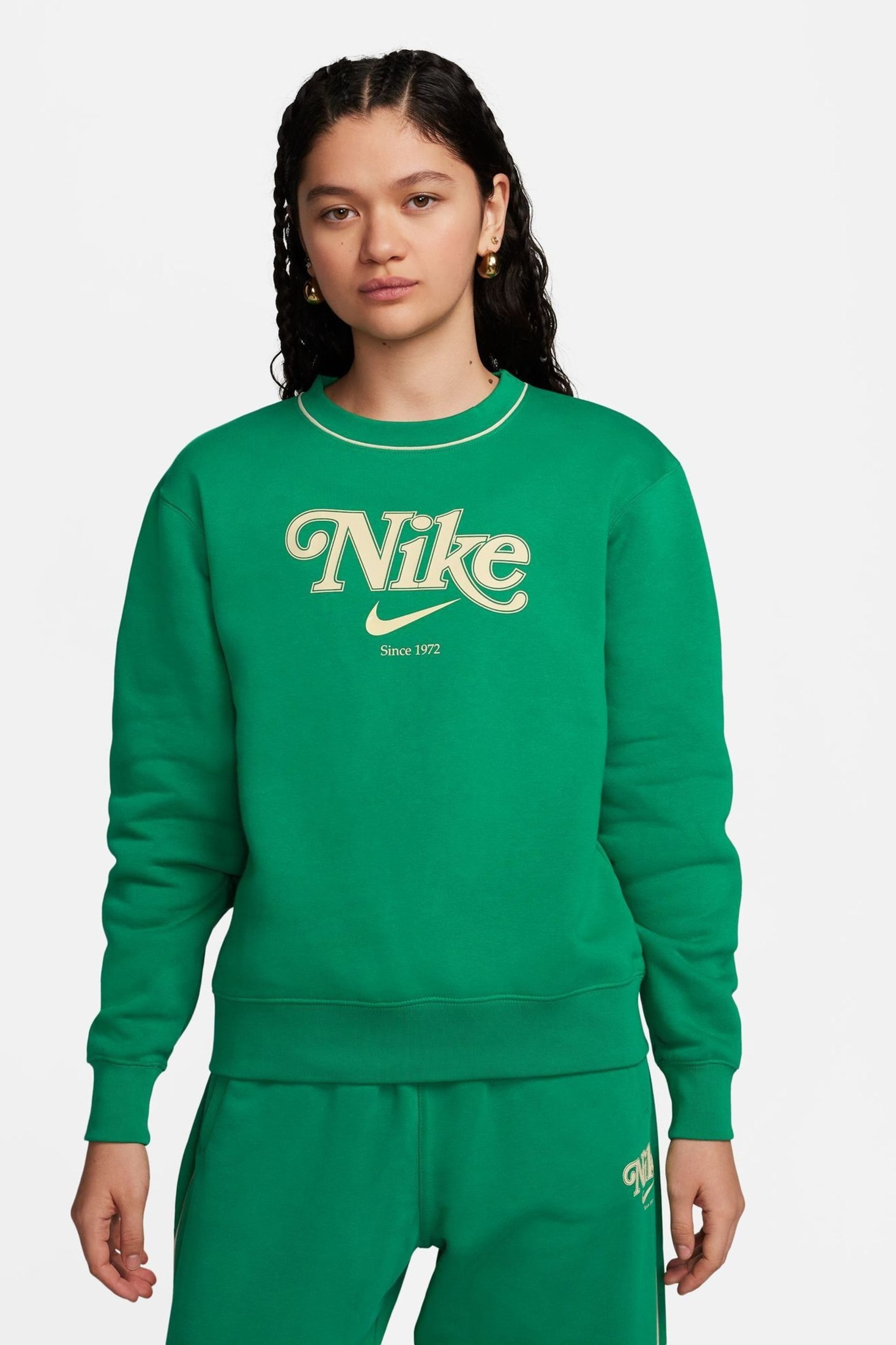 Nike Green Logo Crew Sweat Top - Image 1 of 4