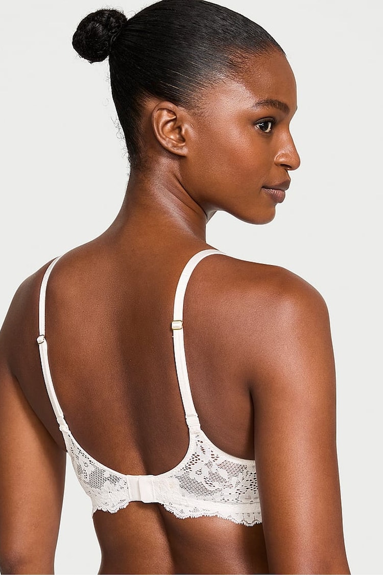 Victoria's Secret Coconut White Lace Half Pad Plunge Bra - Image 2 of 3