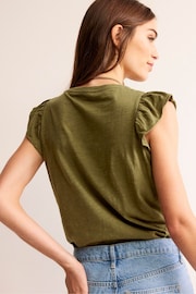 Boden Green Cotton Flutter Top - Image 2 of 5