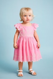 Monsoon Pink Baby Broderie Dress - Image 1 of 4