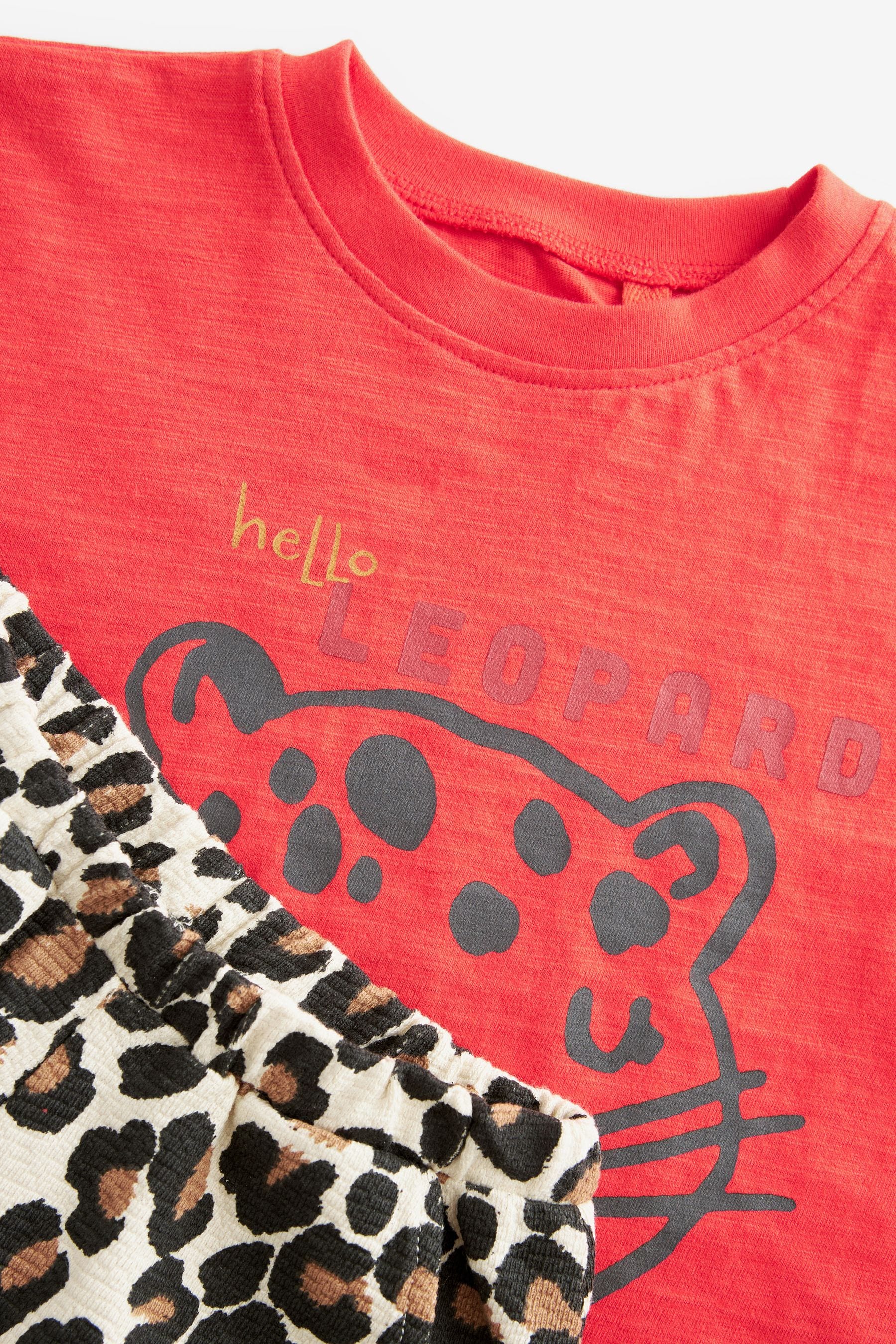 Buy Red Leopard Print 100 Cotton Short Sleeve T Shirt And Wide Leg Trousers 3mths 7yrs from the Next UK online shop