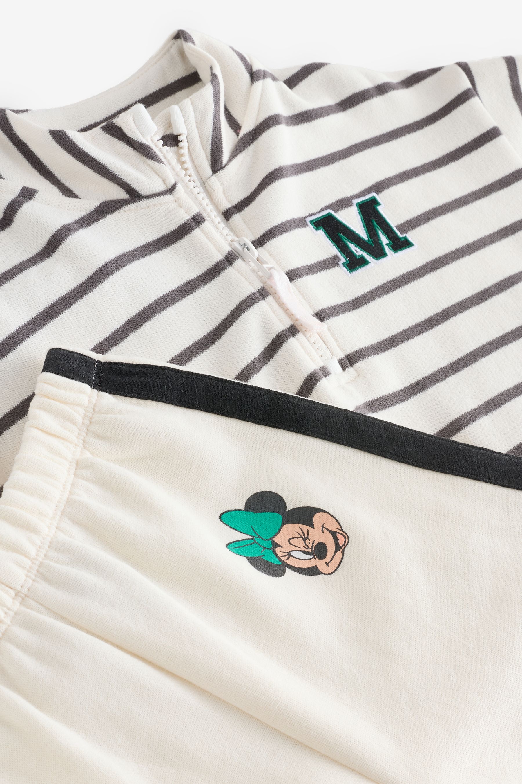 Buy Cream Mickey Mouse Half Zip Sweatshirt Wide Leg Joggers Set 3mths 7yrs from the Next UK online shop