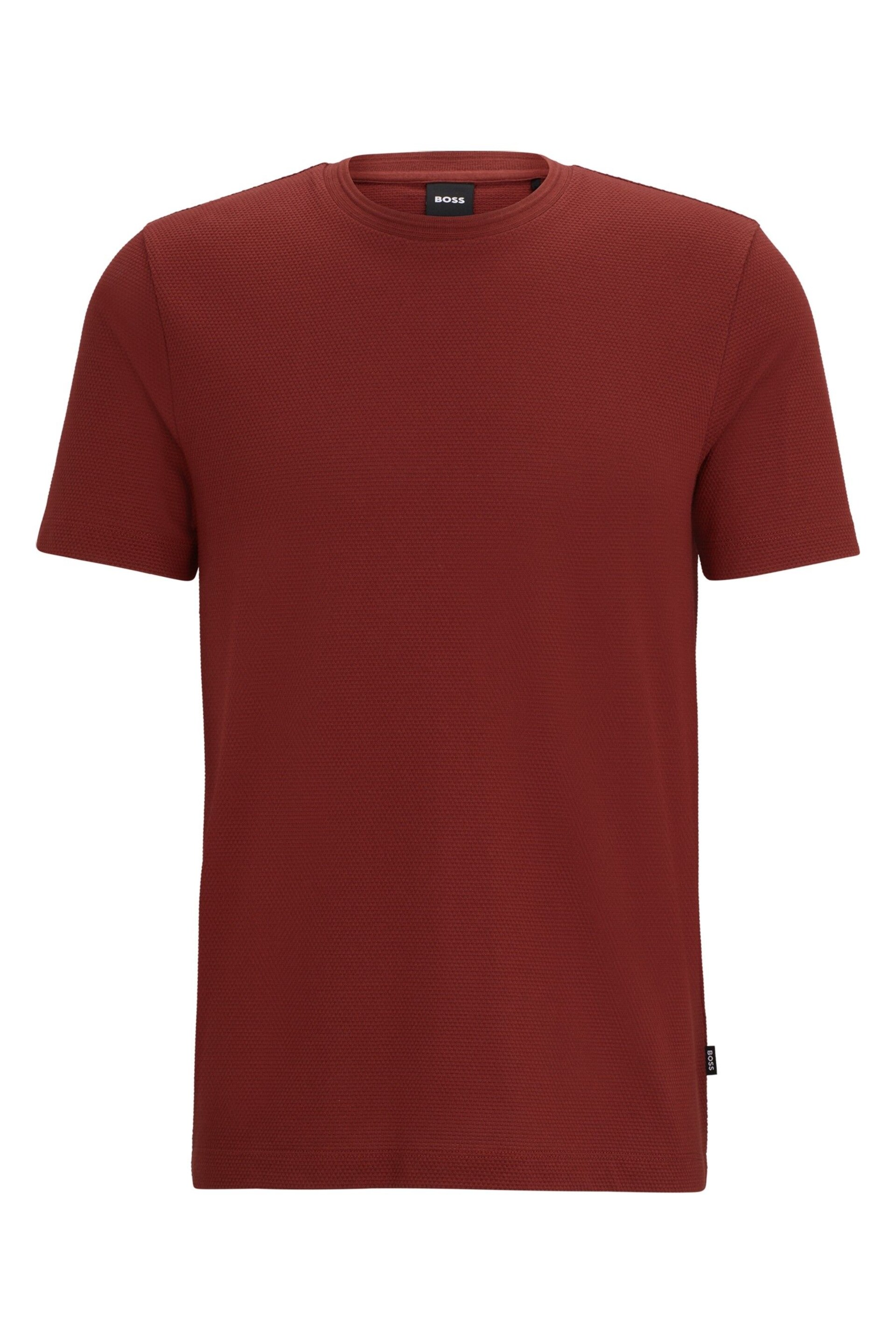 BOSS Red Cotton-Blend T-Shirt With Bubble-Jacquard Structure - Image 5 of 5