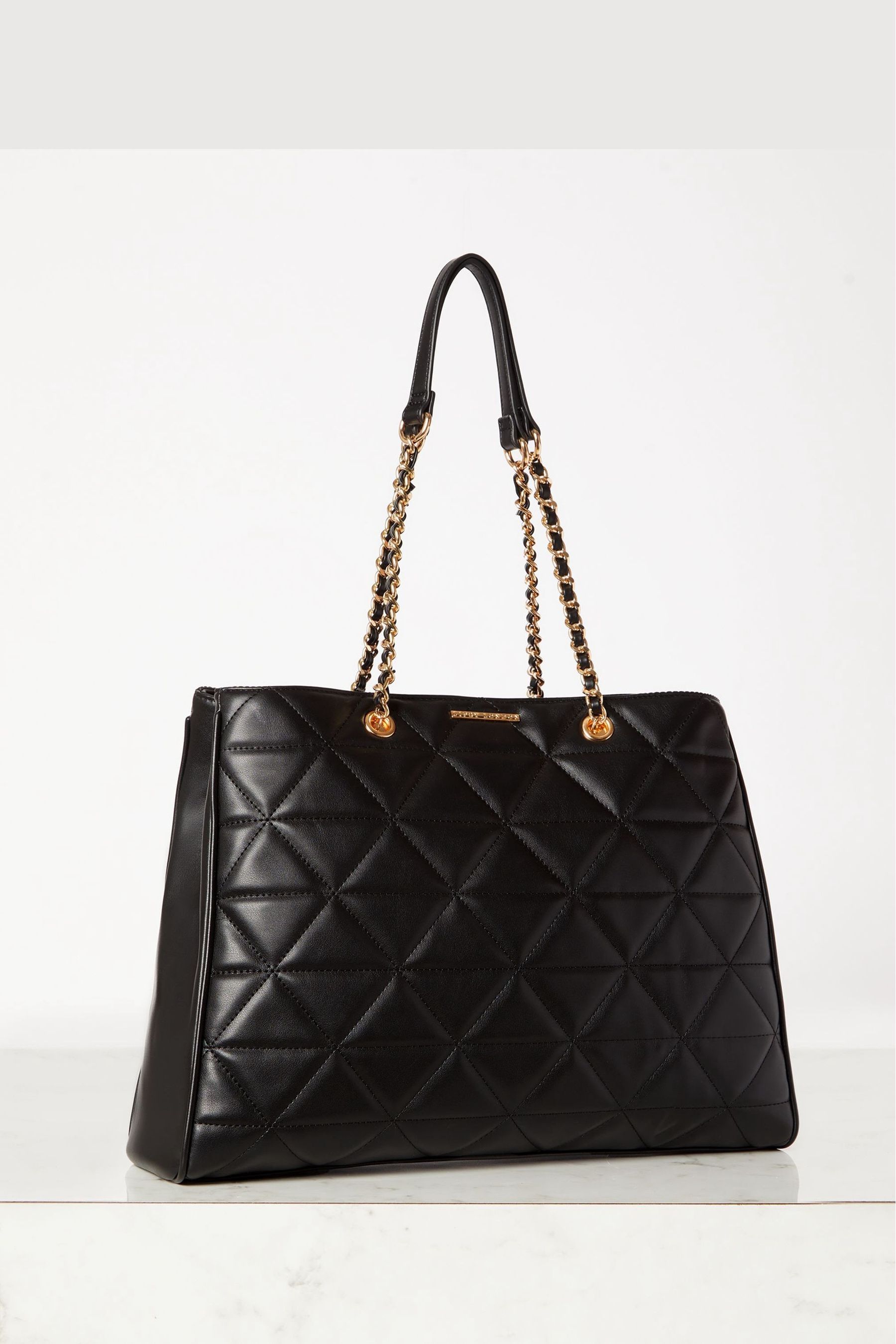 Buy Lipsy Black Faux Leather Quilted Chain Strap Tote Bag from the Next UK online shop