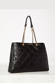 Lipsy Black Faux Leather Quilted Chain Strap Tote Bag - Image 2 of 4