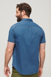 Superdry Blue Vintage Loom Short Sleeve Shirt - Image 3 of 3