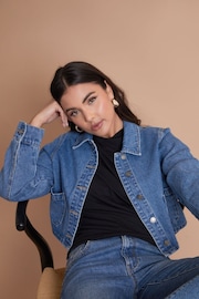 Another Sunday Blue Button Through Cropped Denim Jacket - Image 1 of 6