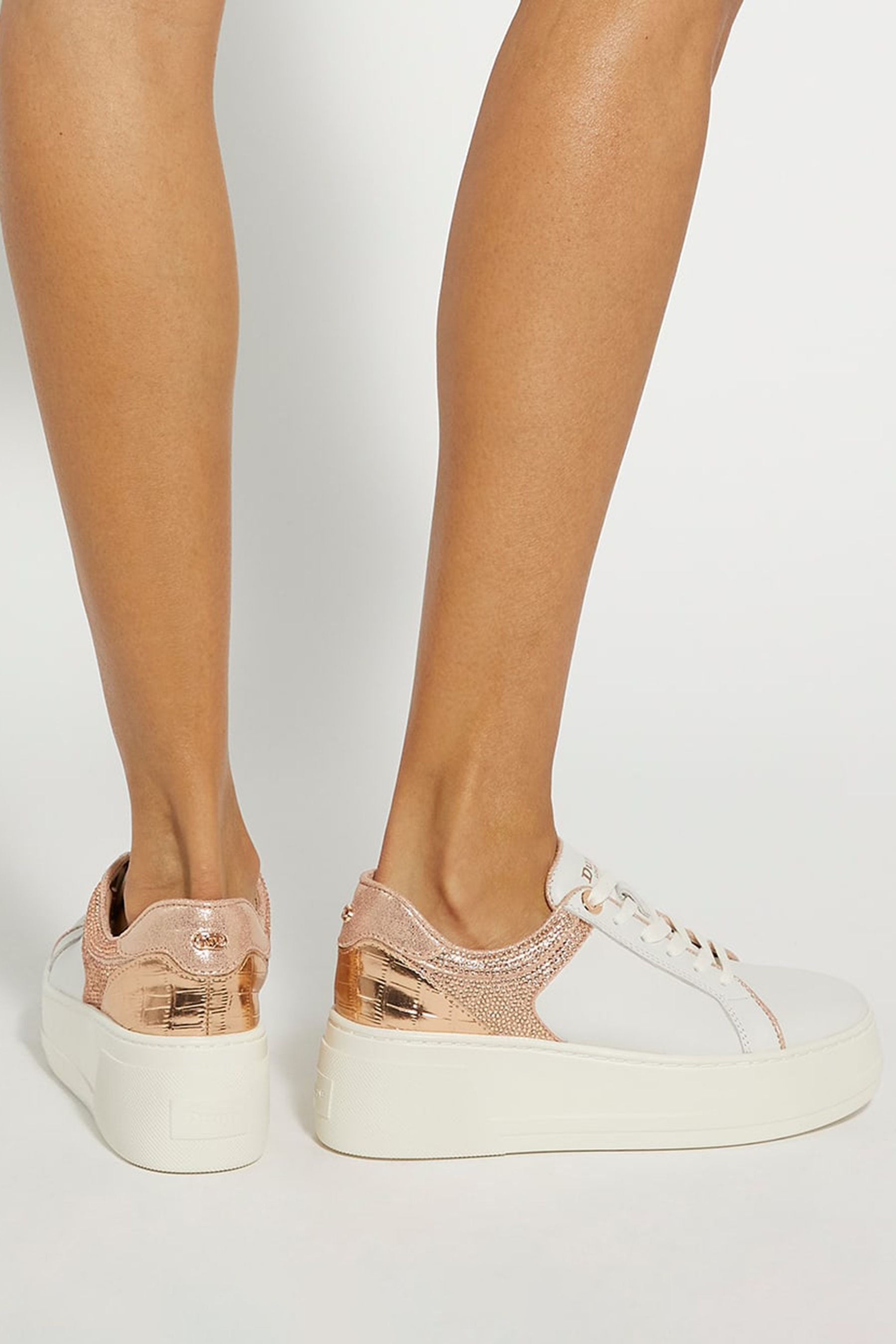 Dune London Grey Elusive Flatform Lace-Up Sneakers