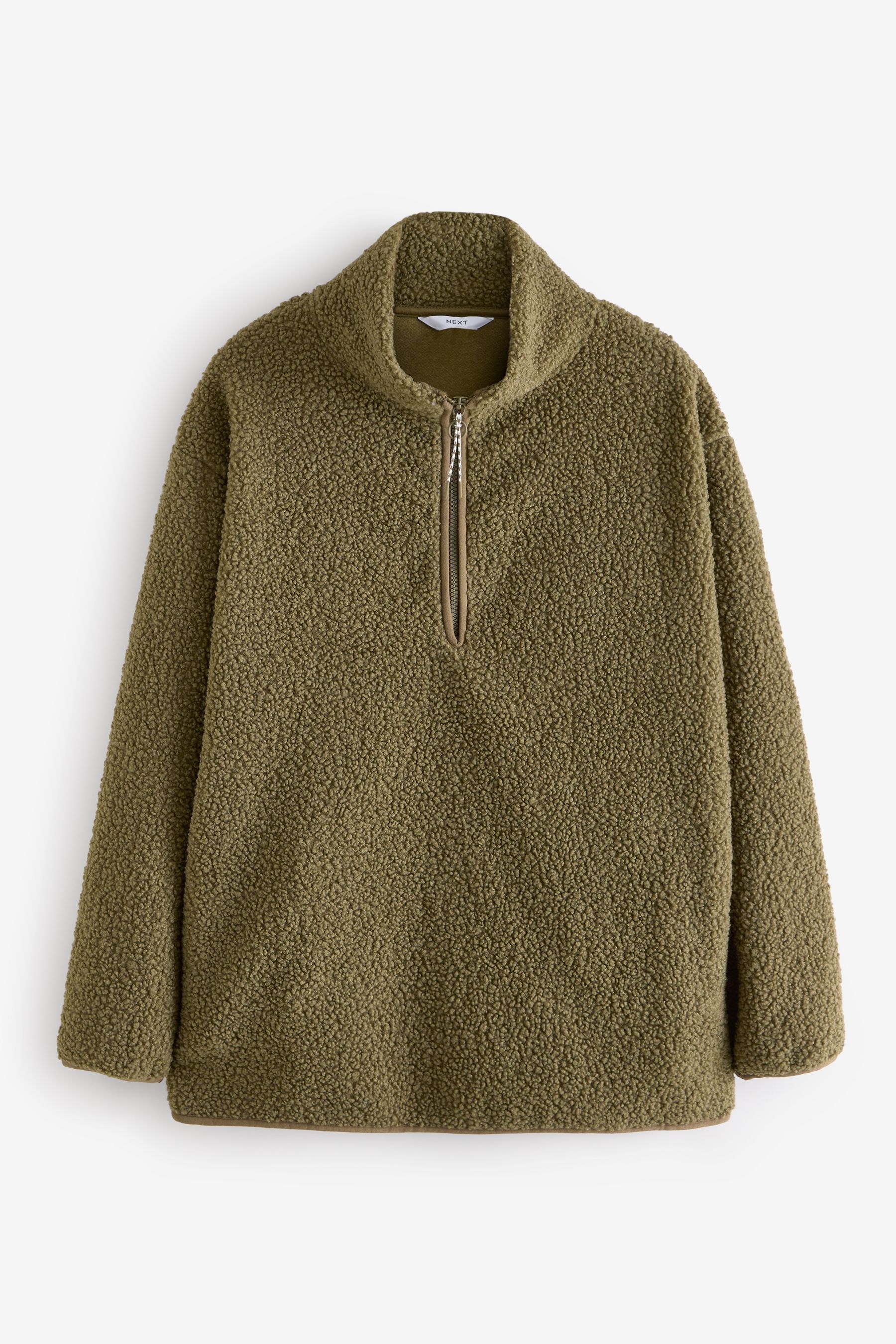 Buy Olive Green Teddy Borg Cosy Longline Quarter Zip Fleece from Next Ireland