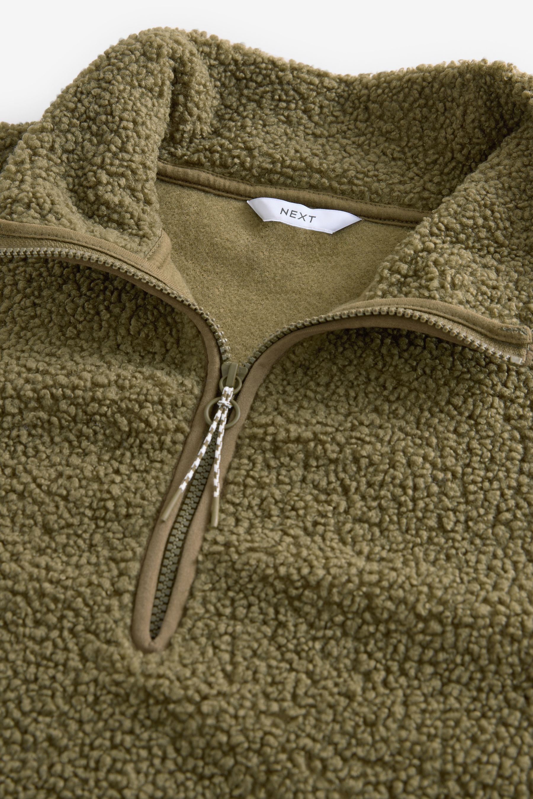 Buy Olive Green Teddy Borg Cosy Longline Quarter Zip Fleece from Next Ireland