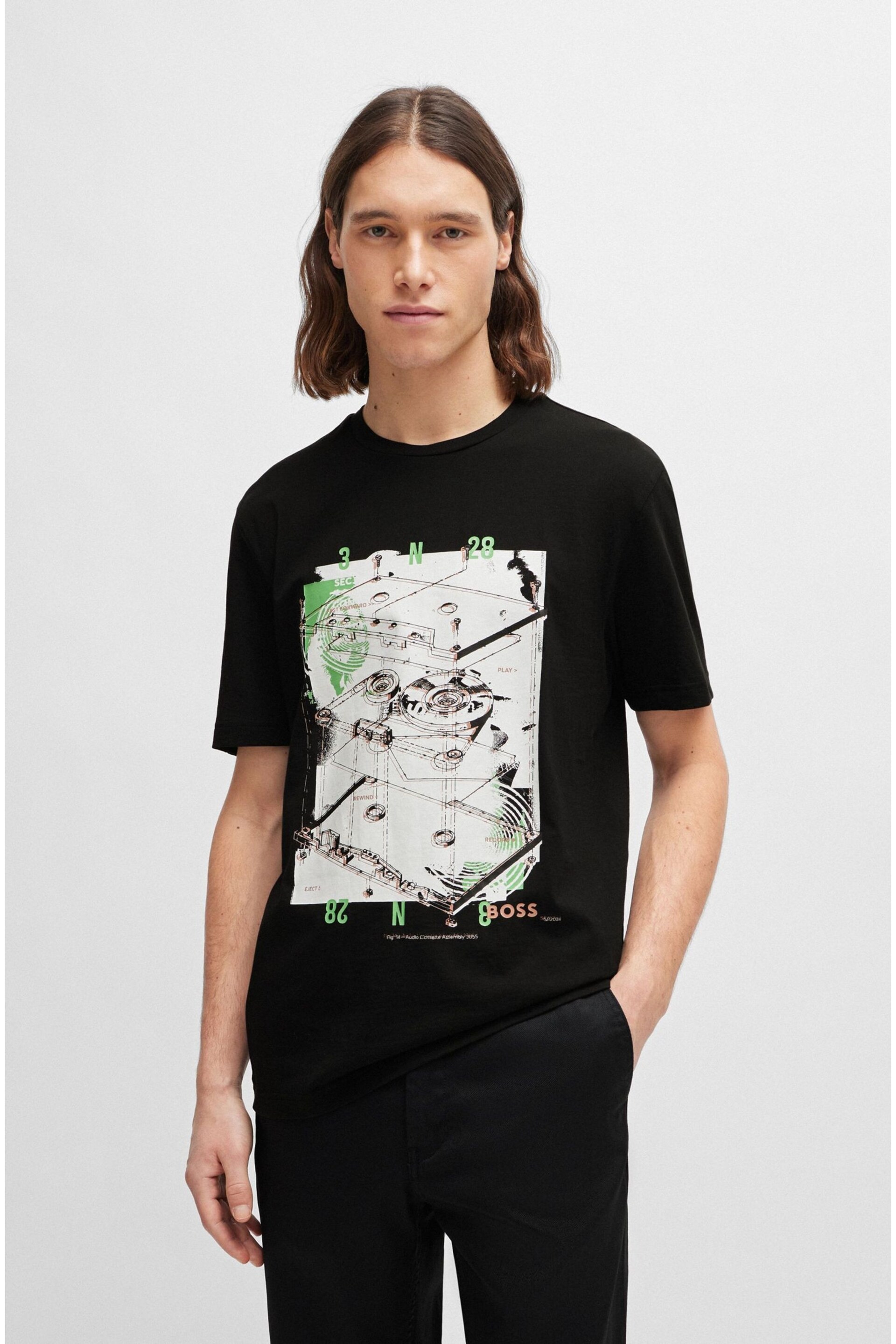 BOSS Black Graphic Print Cotton T-Shirt - Image 1 of 5