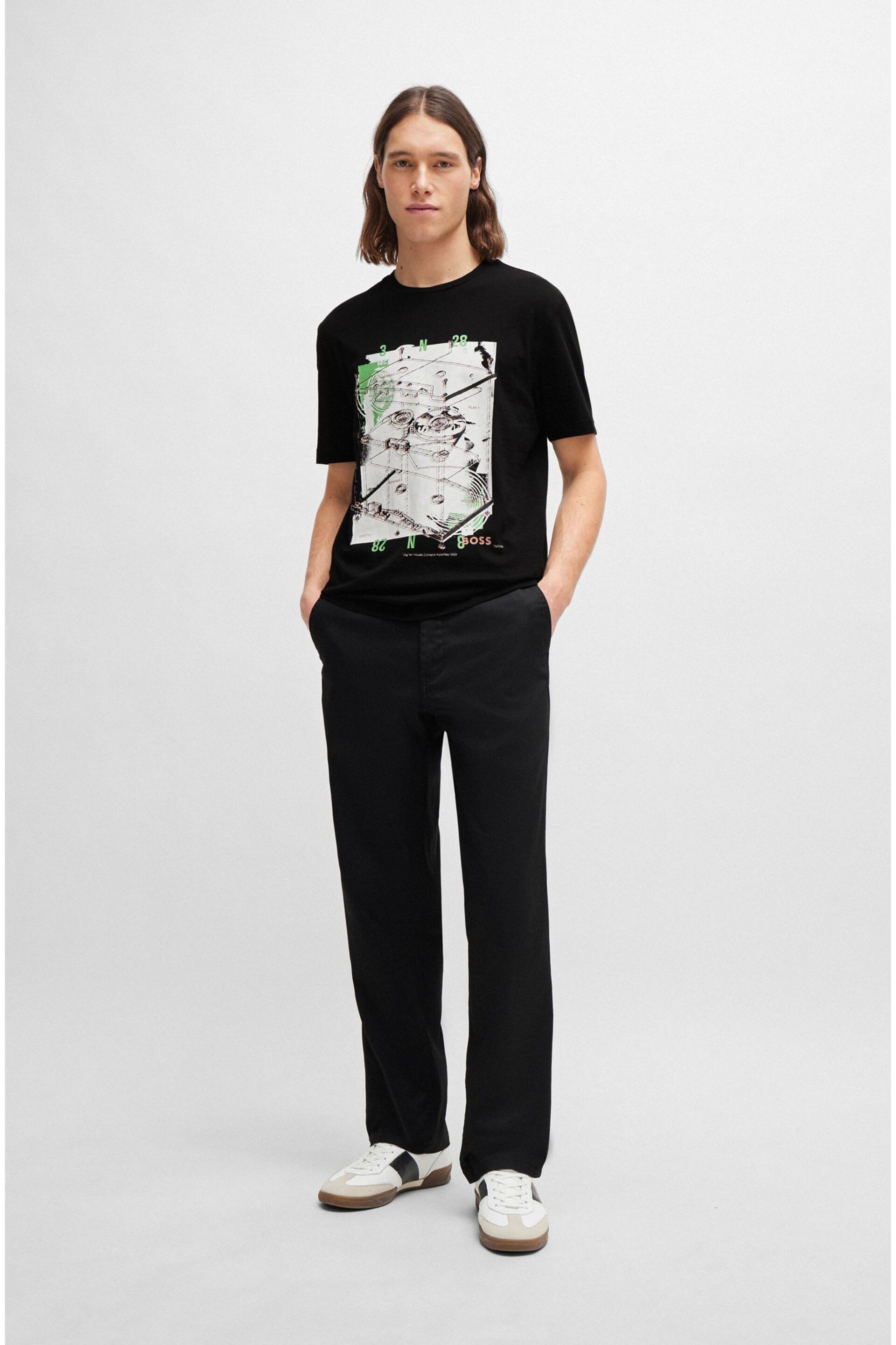 BOSS Black Graphic Print Cotton T-Shirt - Image 2 of 5