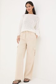 FatFace Natural Cargo Wide Leg Jeans - Image 1 of 5