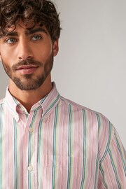 Pink Poplin 100% Cotton Stripe Long Sleeve Shirt out - Image 6 of 10