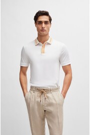 BOSS White Contrast Collar Slim Fit Polo Shirt - Image 2 of 5