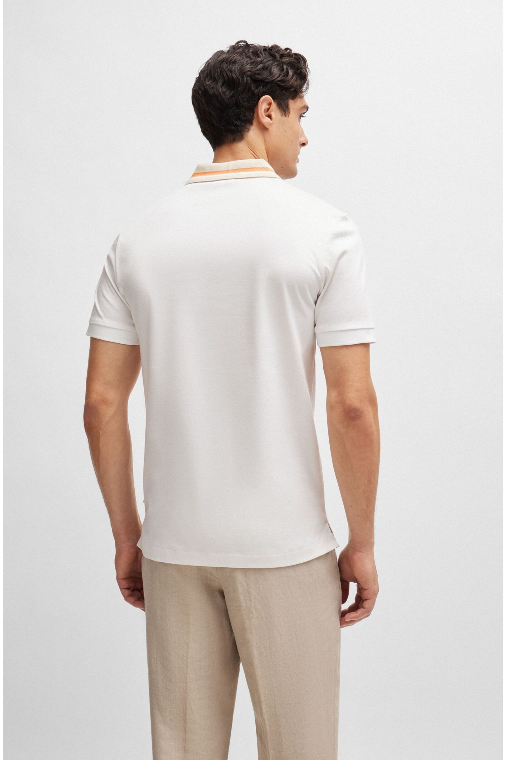 BOSS White Contrast Collar Slim Fit Polo Shirt - Image 3 of 5