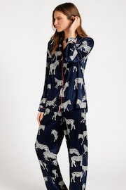 Chelsea Peers Blue Satin Zebra Print Long Pyjama Set - Image 5 of 5