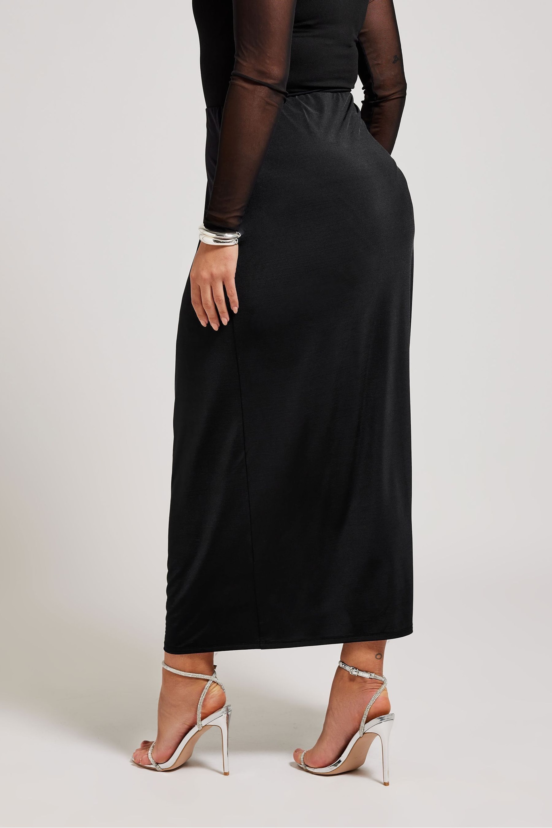 Yours Curve Black YOURS LONDON Curve Forest Green Slinky Maxi Skirt - Image 2 of 5