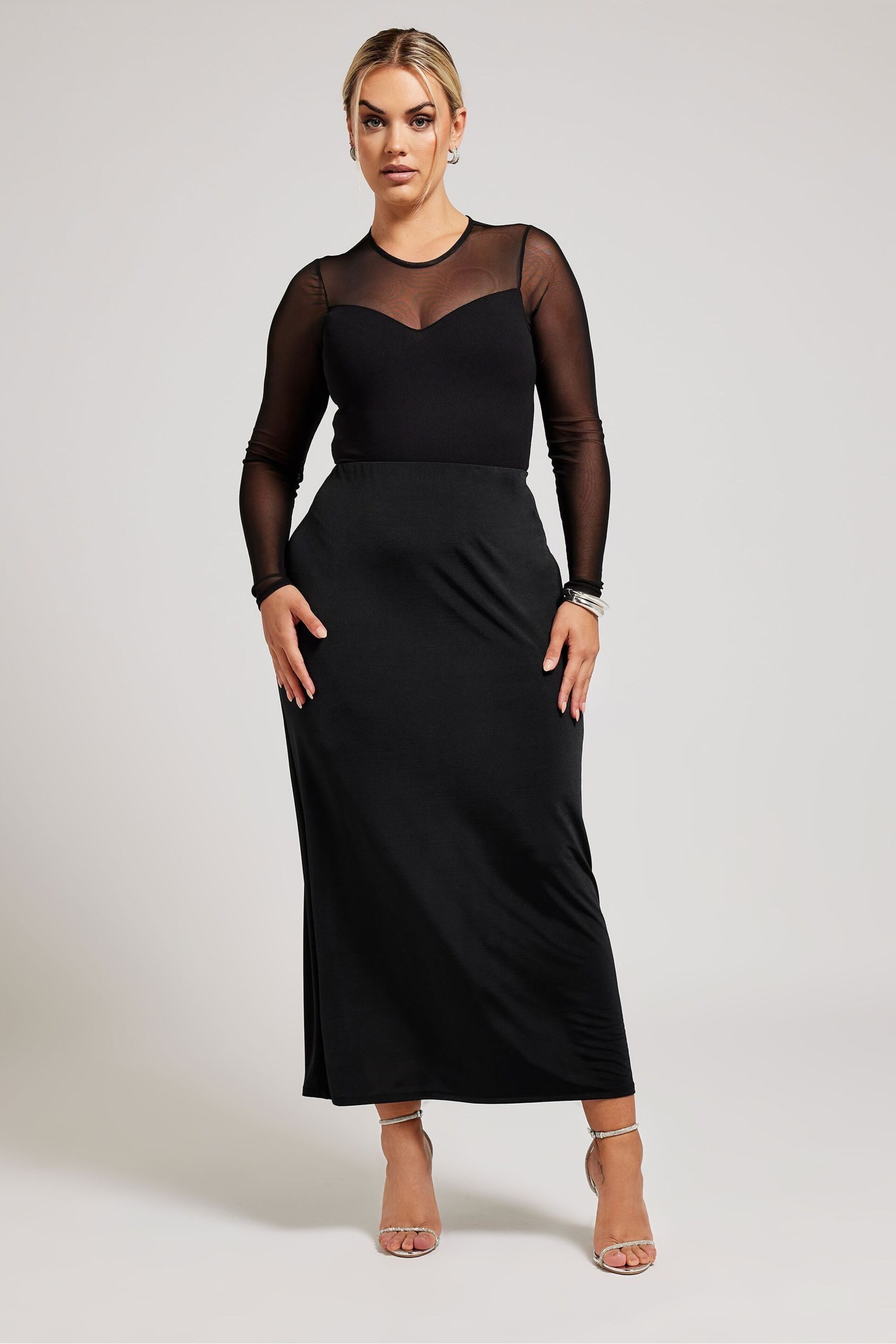 Yours Curve Black YOURS LONDON Curve Forest Green Slinky Maxi Skirt - Image 3 of 5