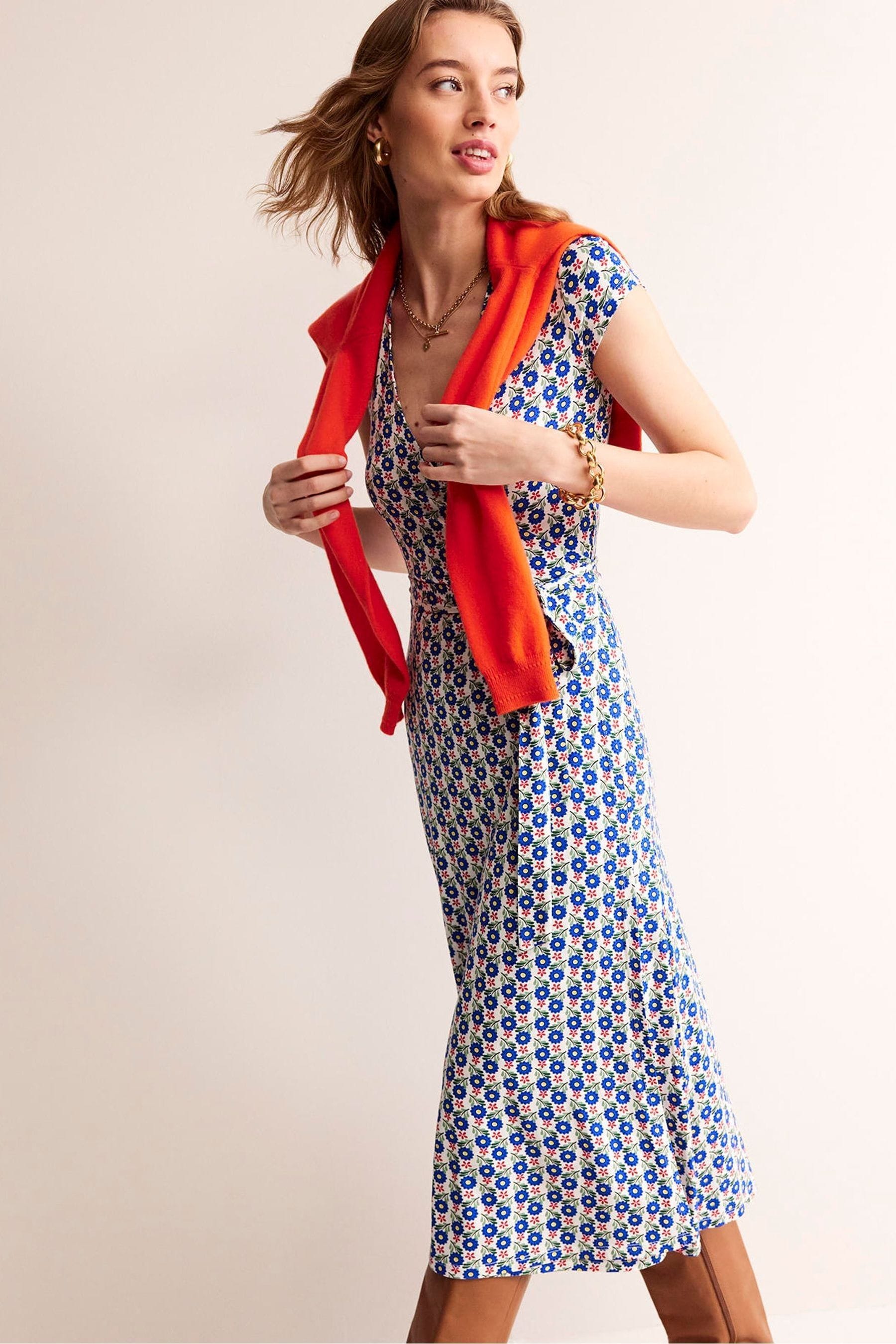 Buy Boden Blue Petite Joanna Cap Sleeve Wrap Dress from Next USA