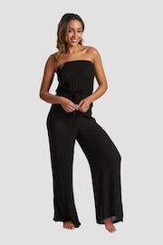 South Beach Black Crinkle Viscose Strapless Jumpsuit - Image 1 of 5