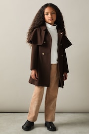 Reiss Chocolate Karlie 13-14 yrs Double Breasted Cape Coat with Wool - Image 2 of 5