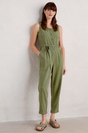 Seasalt Cornwall Green Abbey Pool Linen Blend Jumpsuit - Image 1 of 5