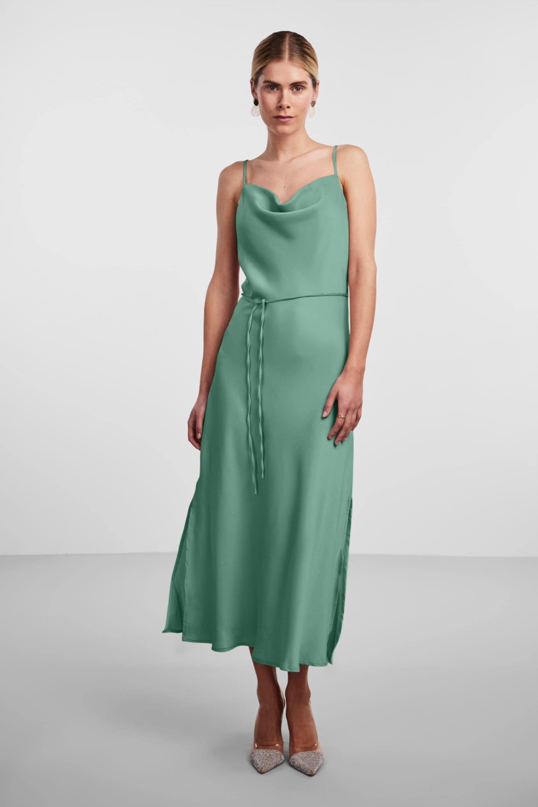 Buy Y.A.S Green Satin Cowl Neck Slip Dress from Next Luxembourg