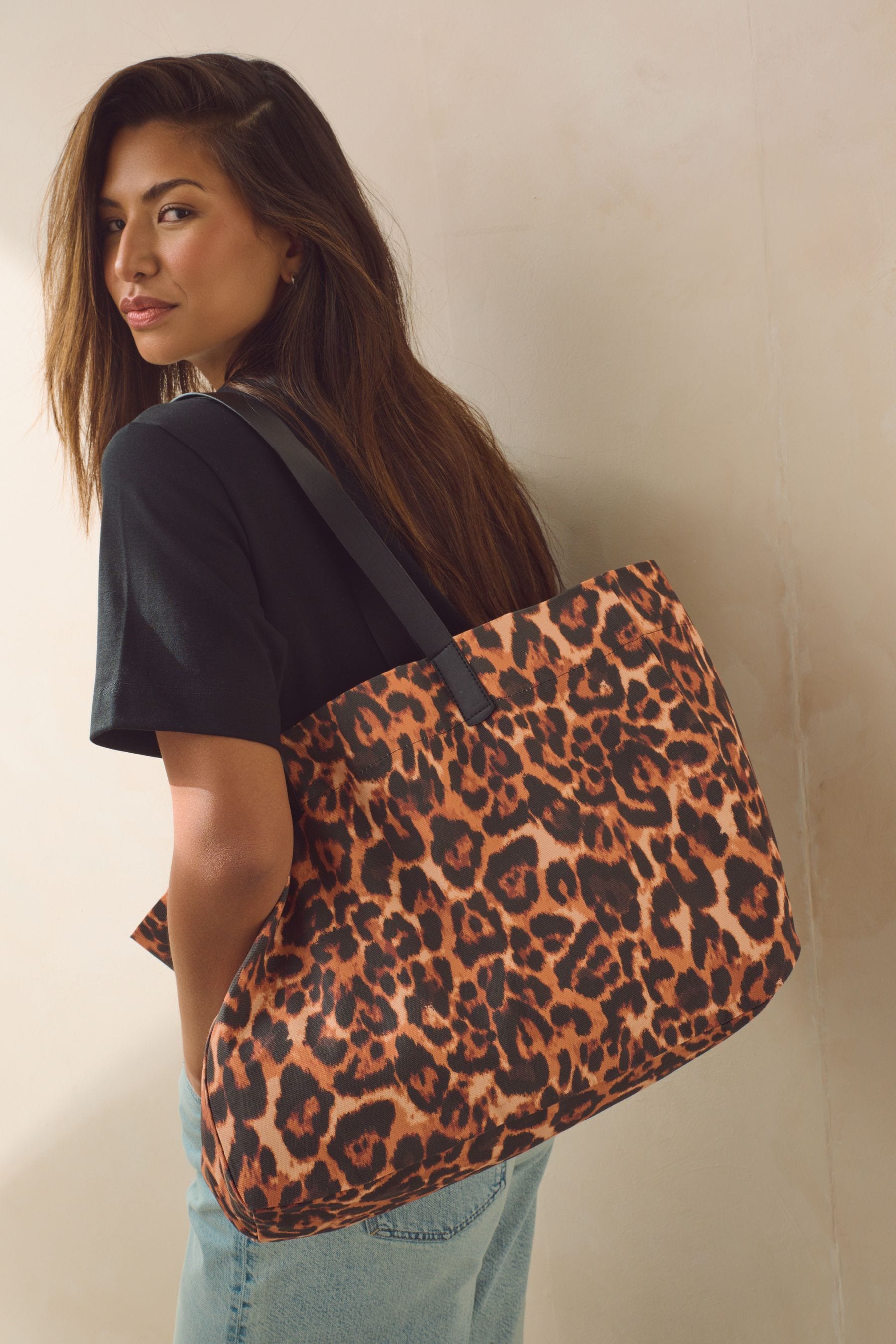 Tan Animal Print Beach 100 Cotton Bag