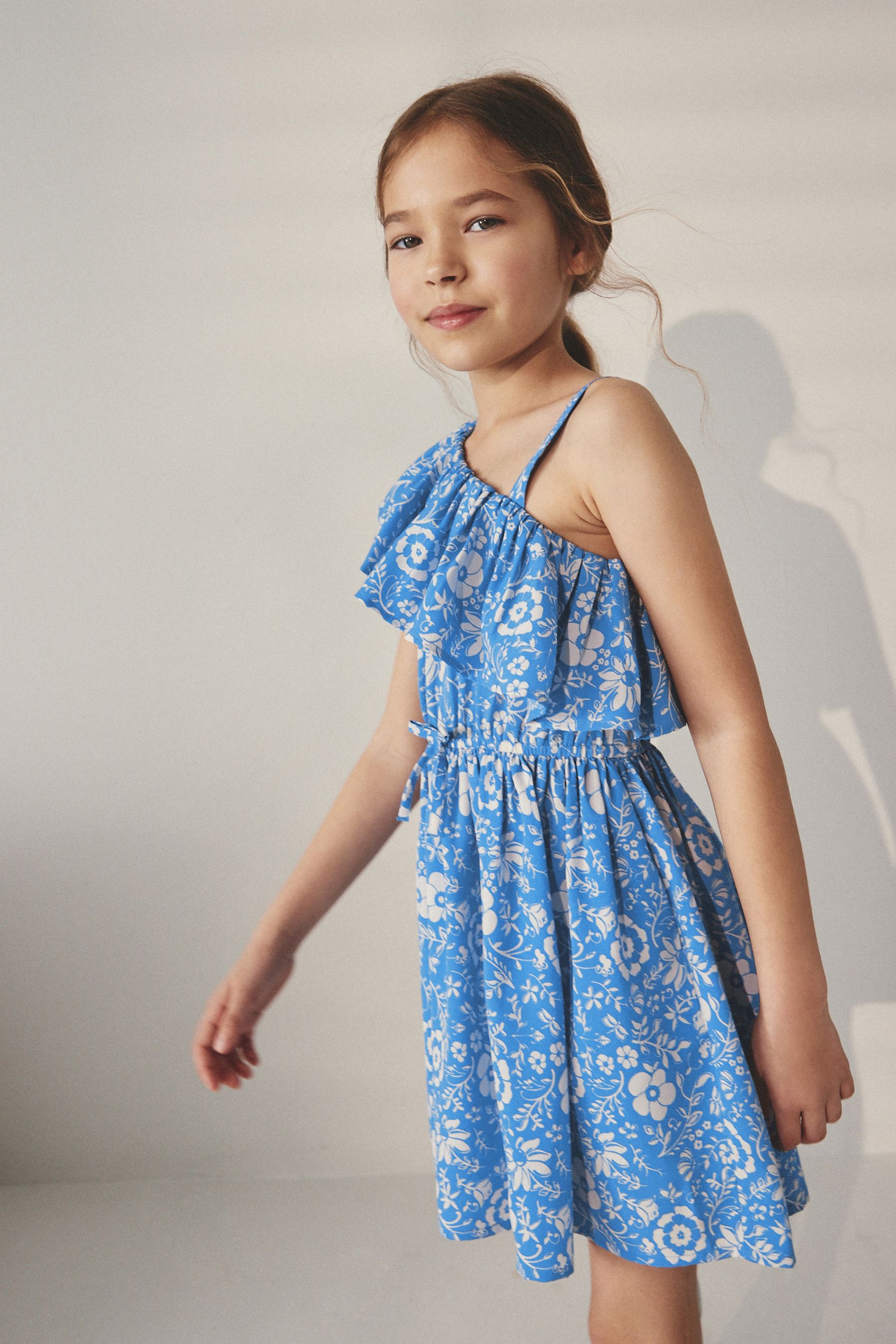 Buy Blue Floral One Shoulder Dress 3 16yrs from Next France