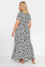 Yours Curve Black Leaf Print Tie Maxi Dress - Image 3 of 5