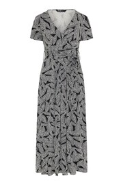 Yours Curve Black Leaf Print Tie Maxi Dress - Image 5 of 5