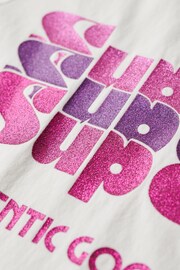 SUPERDRY Cream SUPERDRY Retro Glitter Logo T-Shirt - Image 7 of 7